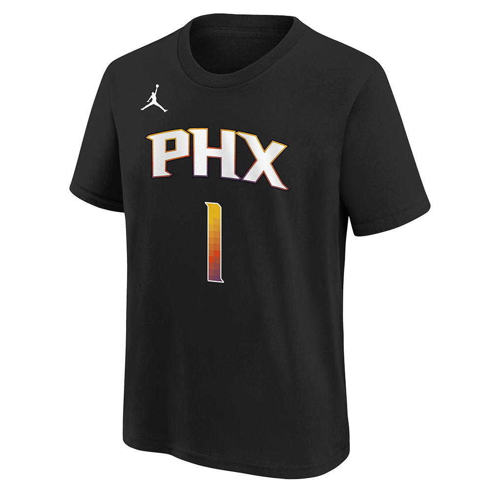 NBA Phoenix Suns Devin Booker Youth Jordan &#39;22 Statement Edition Name &amp; Number Tee